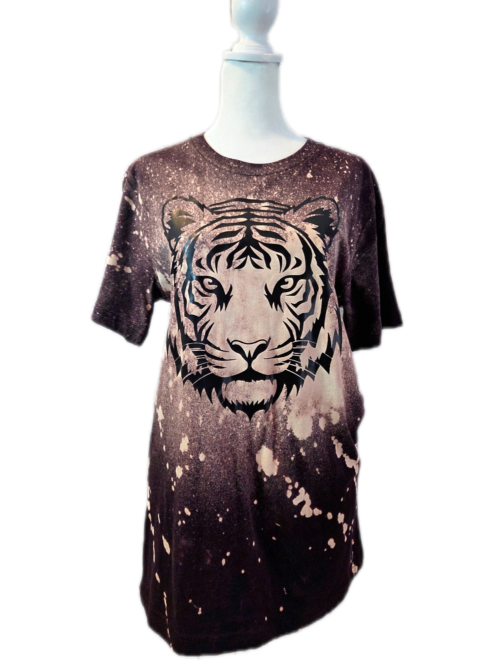 Bella Canvas Black Bleached Tiger Graphic Tee